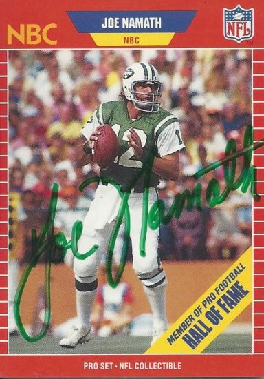 Joe Namath signed Trading Card Jets