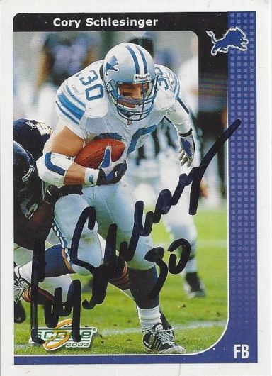 Cory Schlesinger signed Trading Card Lions