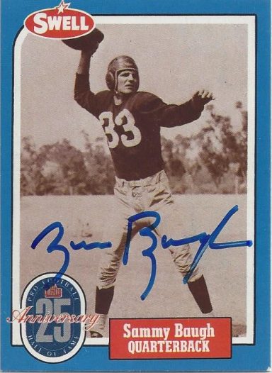 Sammy Baugh signed Trading Card