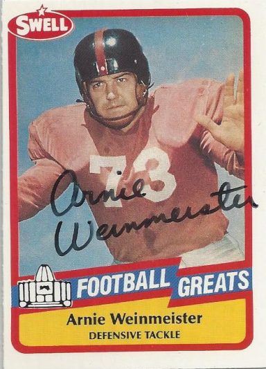 Arnie Weinmeister signed Trading Card