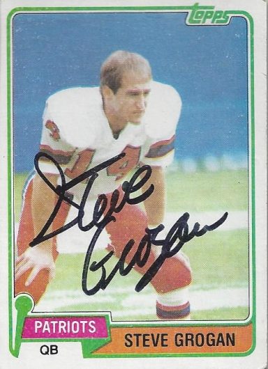 Steve Grogan signed Trading Card Patriots