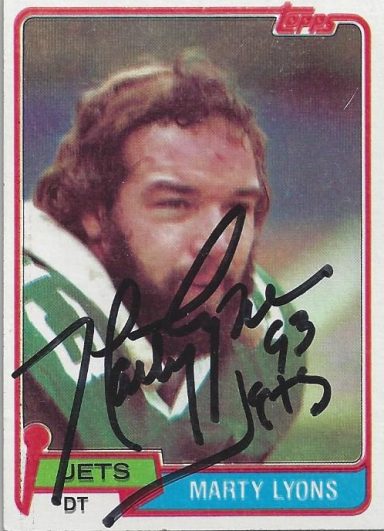 Marty Lyons signed Trading Card Jets