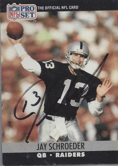 Jay Schroeder signed Trading Card Raiders