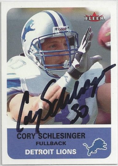 Cory Schlesinger signed Trading Card Lions