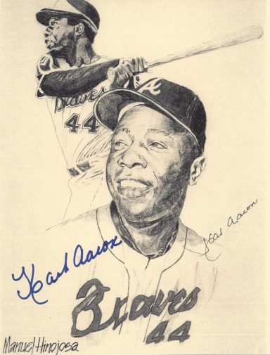 Hank Aaron signed 8x10 Braves