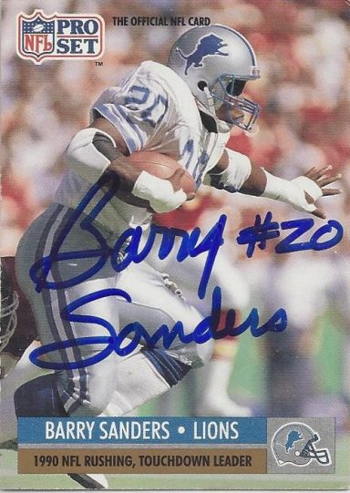 Barry Sanders signed Trading Card Lions