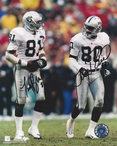 Jerry Rice & Tim Bron signed 8x10 Raiders