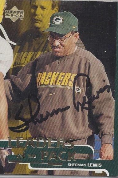 Sherman Lewis signed Trading Card Packers