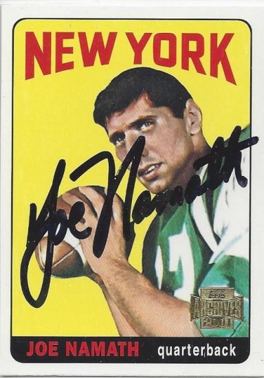 Joe Namath signed Trading Card Jets