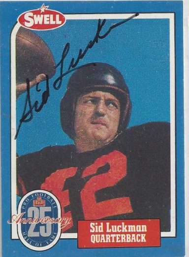 Sid Luckman signed Trading Card