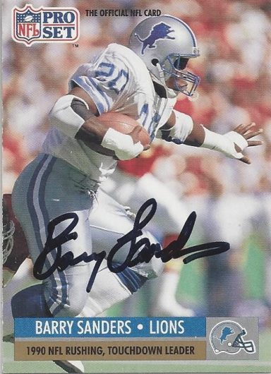 Barry Sanders signed Trading Card Lions