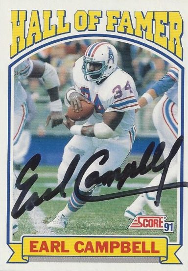 Earl Campbell signed Trading Cards Oilers