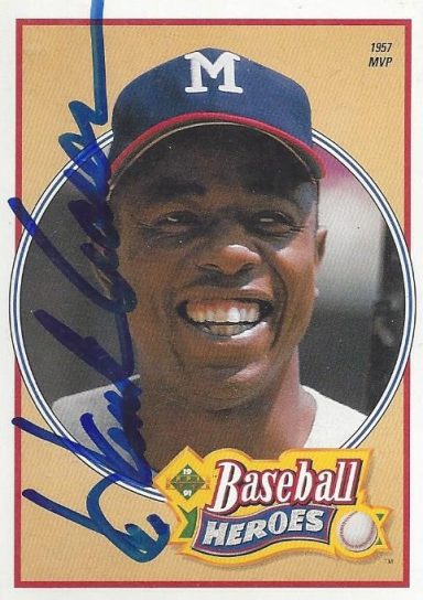 Hank Aaron signed Trading Card Mariners