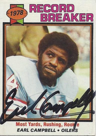 Earl Campbell signed Trading Cards Oilers