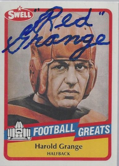 Harold Grange signed Trading Card